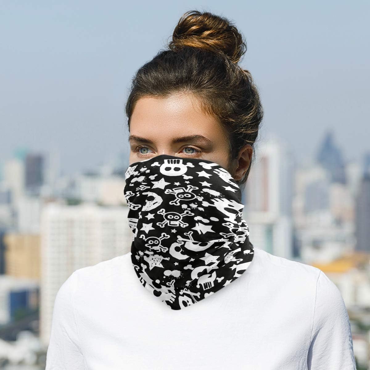 Unisex Balaclava Face Cover with Skull Stars Pattern