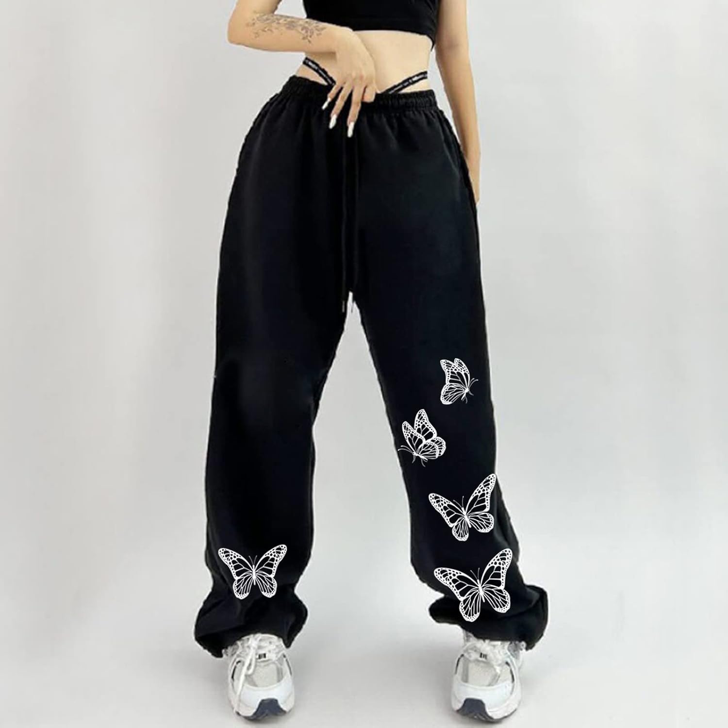 Trendy Plus Size HighWaisted Womens Jogger Pants with Graphic Print