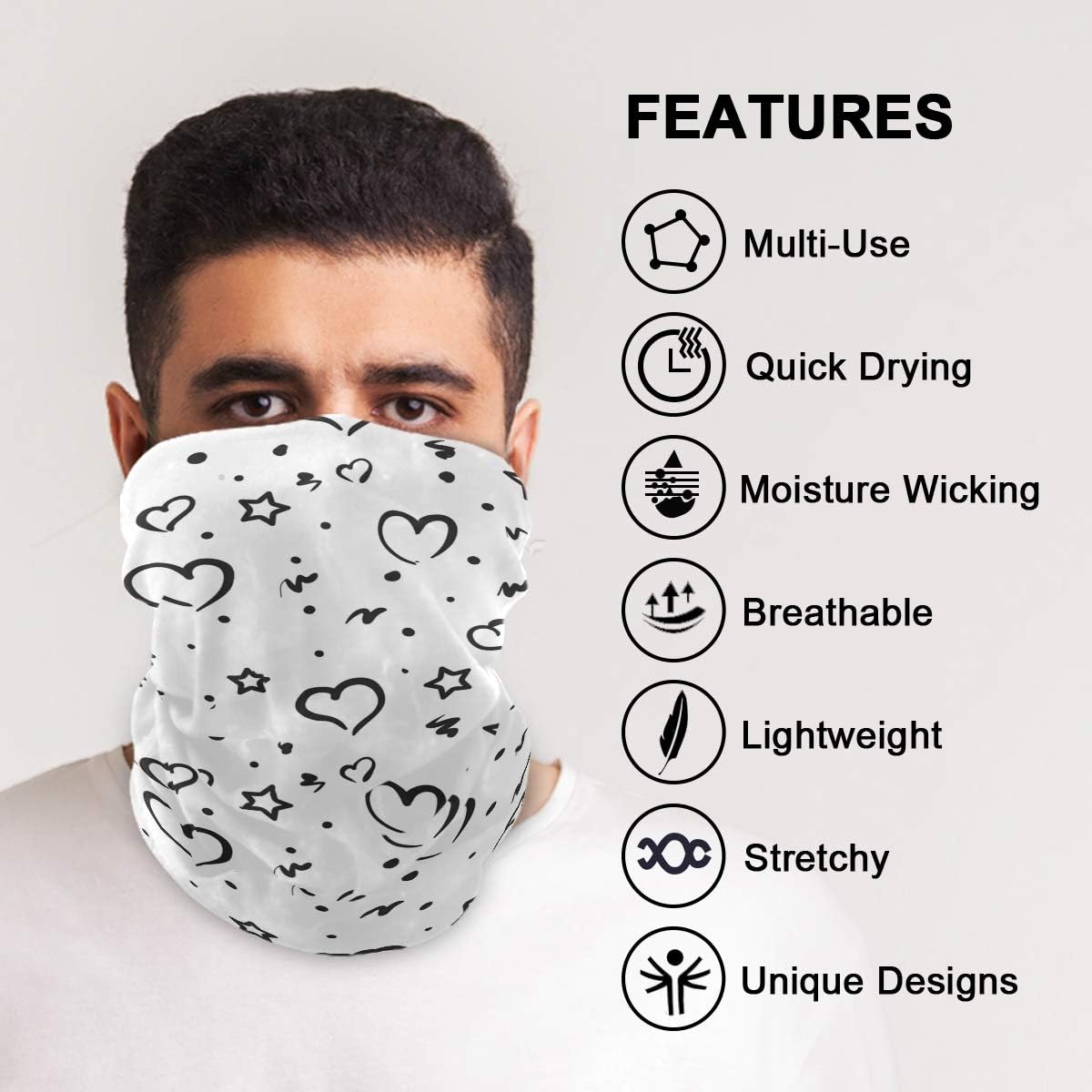 Stylish Unique Balaclava Face Mask for Men Women Kids - Star Heart Design