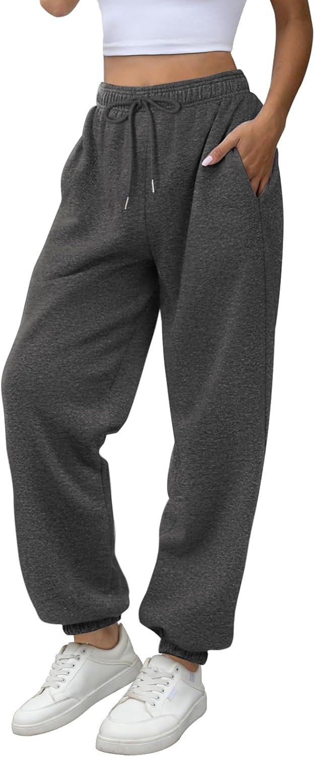 ATHMILE Womens Cozy Fleece Pocketed Sweatpants for Winter