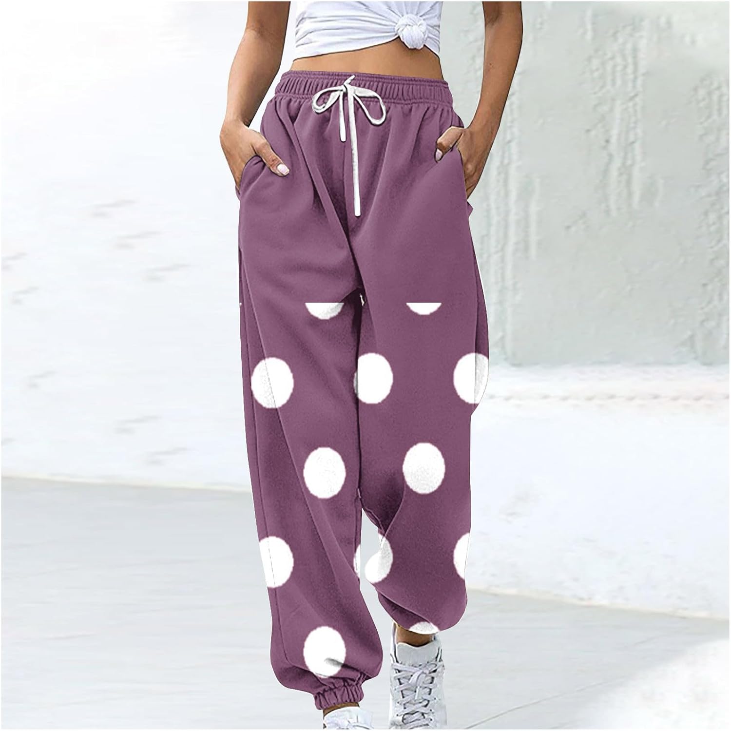 BXJX Womens Polka Dots Sweatpants with Pockets