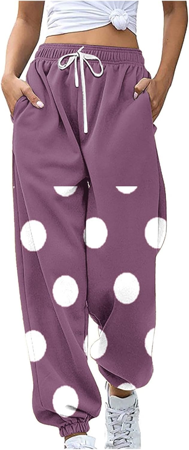 BXJX Womens Polka Dots Sweatpants with Pockets