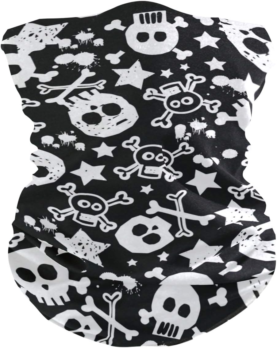 Unisex Balaclava Face Cover with Skull Stars Pattern