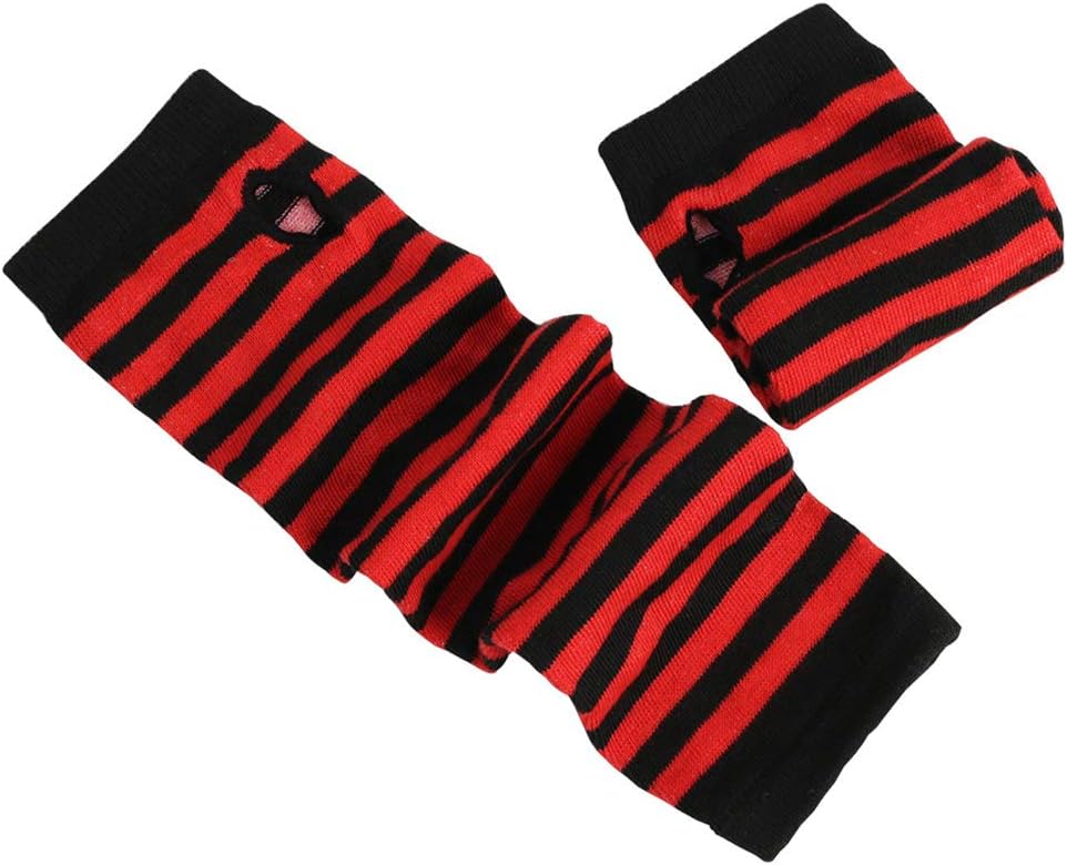 Ywmsfl Knitted Arm Warmers for Women with Stripe Pattern and Thumbholes