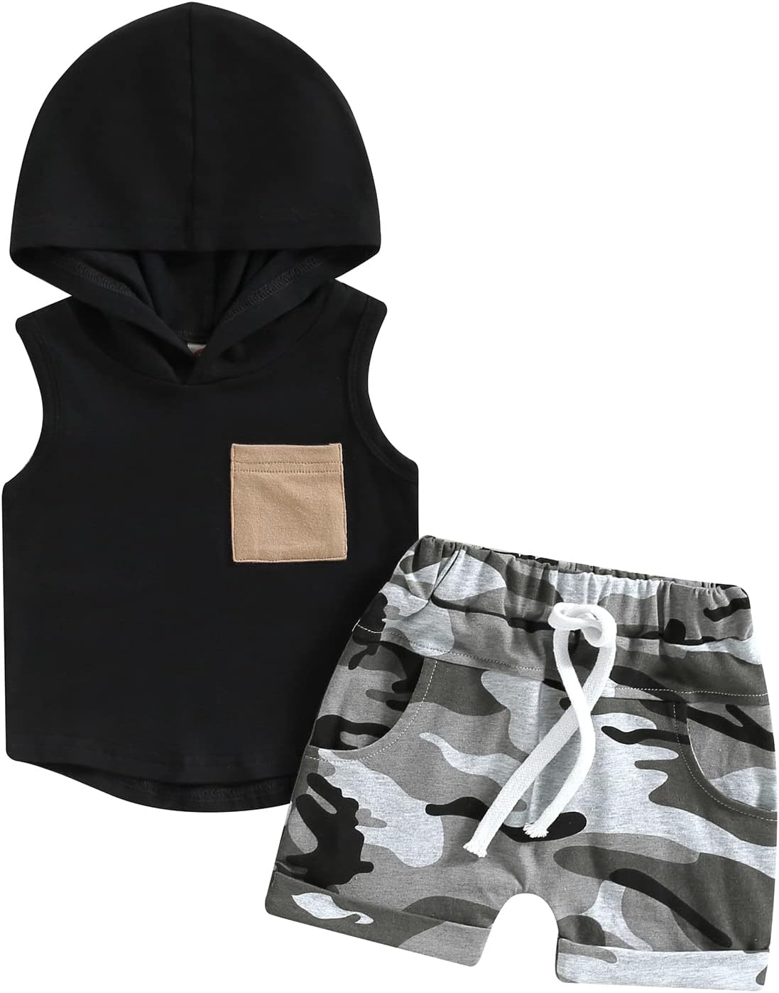 BemeyourBBs Toddler Boys Summer Outfit Set with Elastic Waist Shorts and Pocket