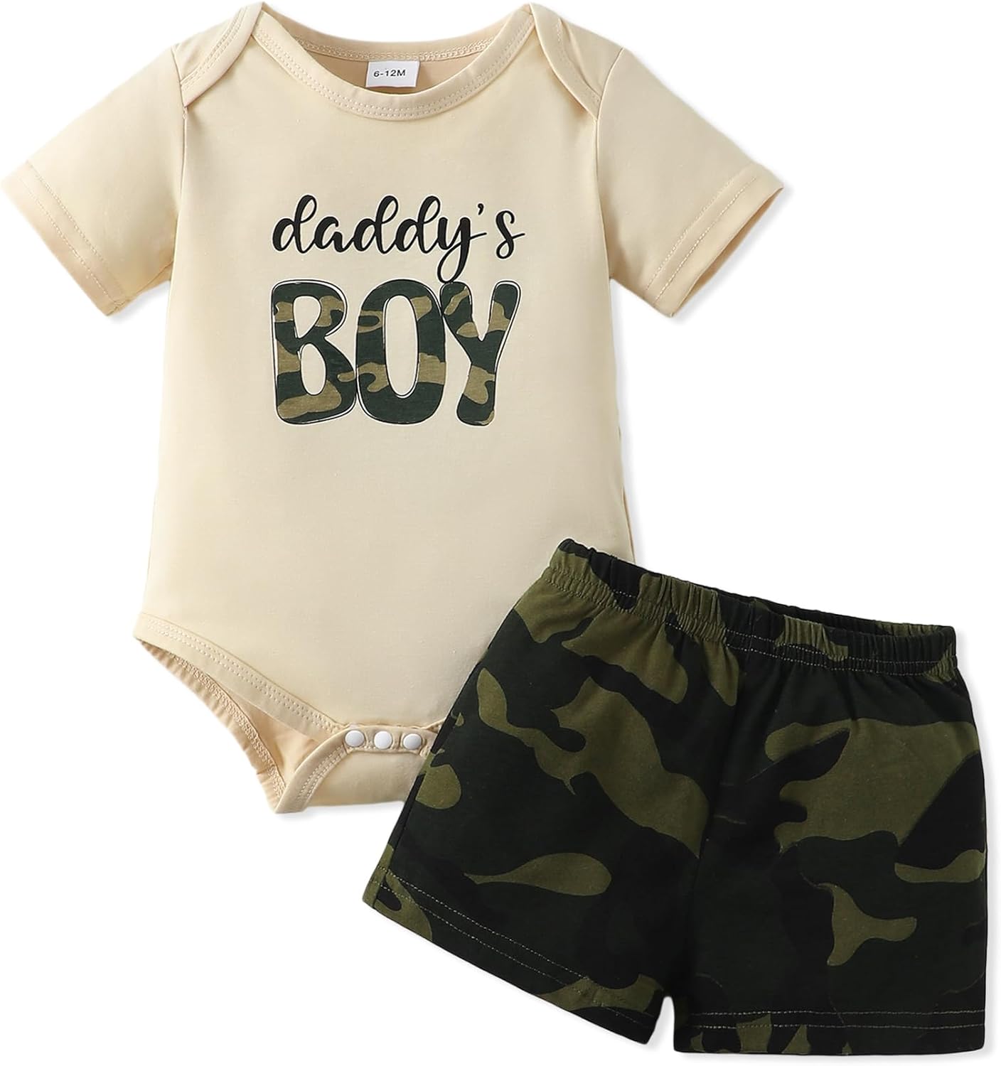 NZRVAWS Camo Alphabet Romper Set for Boys Summer Birthdays Newborn Gifting