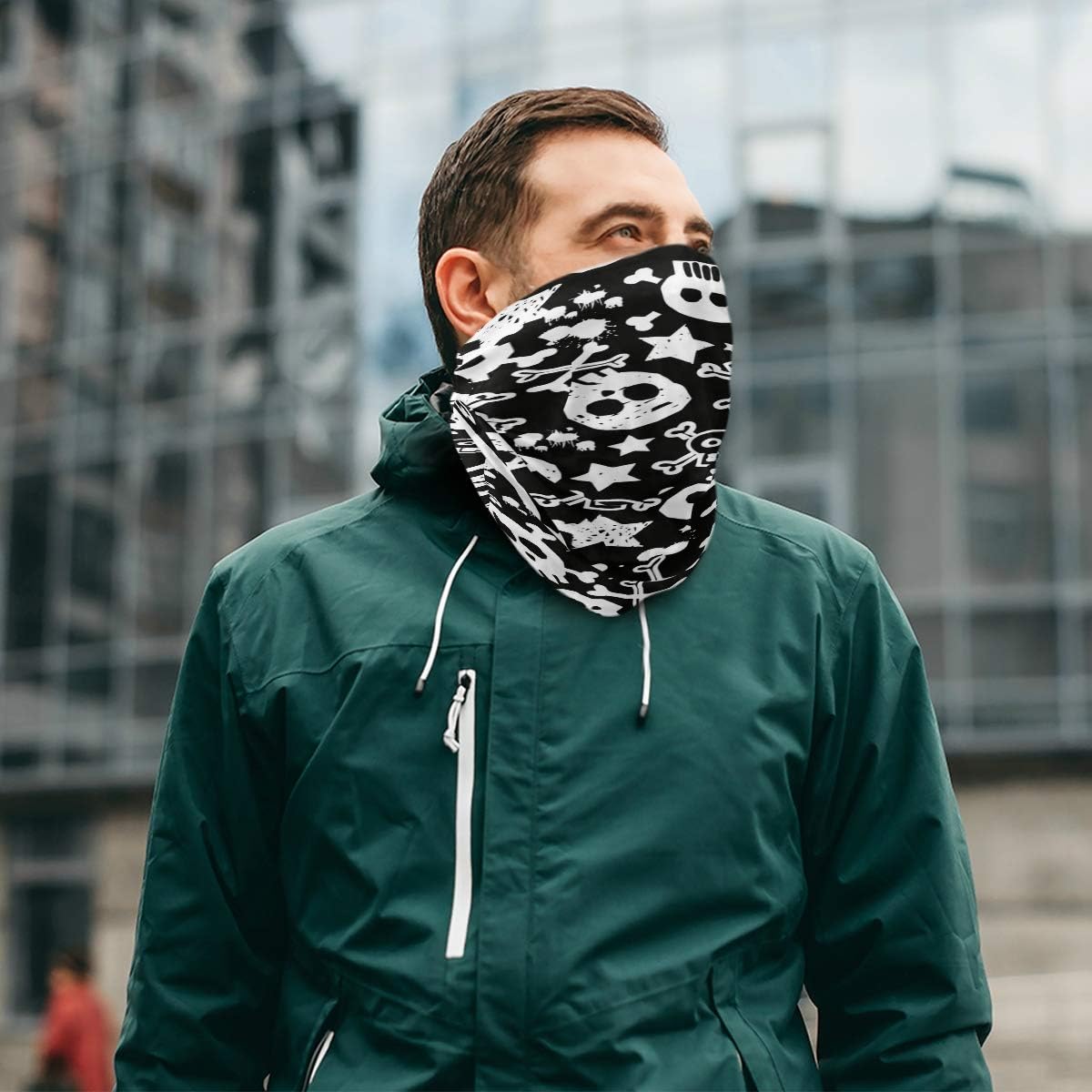 Unisex Balaclava Face Cover with Skull Stars Pattern