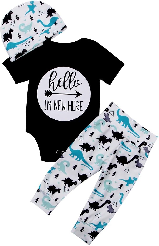 Hello Im New Here Dinosaur Romper Set for Baby