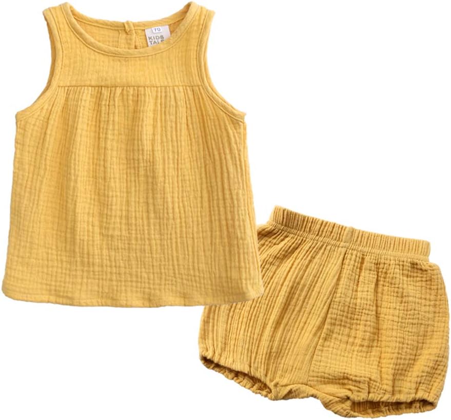 Kids Tales 2Pcs Baby Cotton Linen Outfits Set