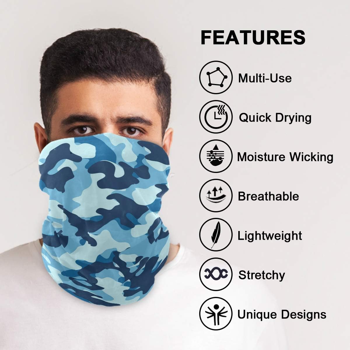 Unisex Face Cover UV Protection Camouflage Breathable Stretchy