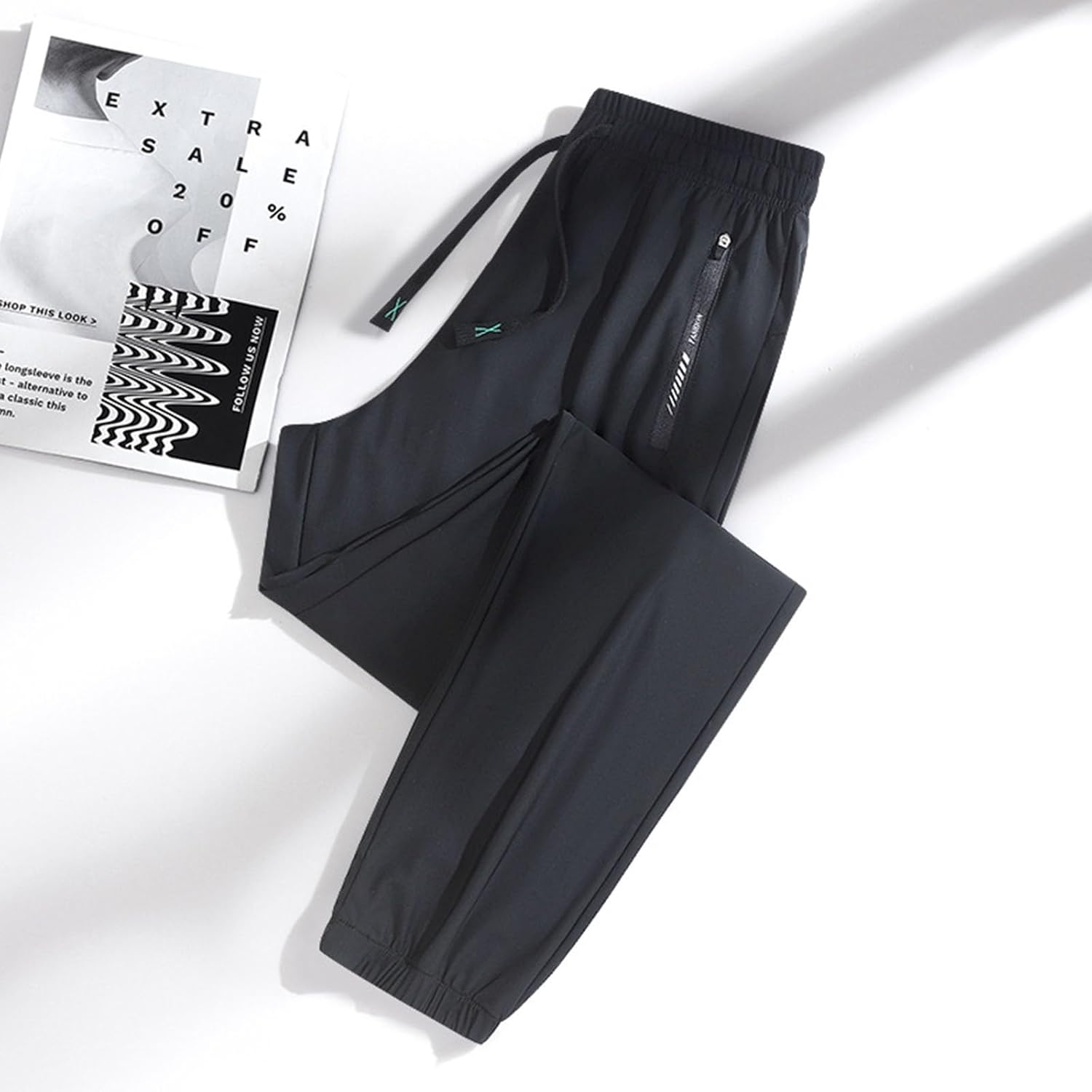 Premium Womens Ice Silk Joggers with Zipper Pocket