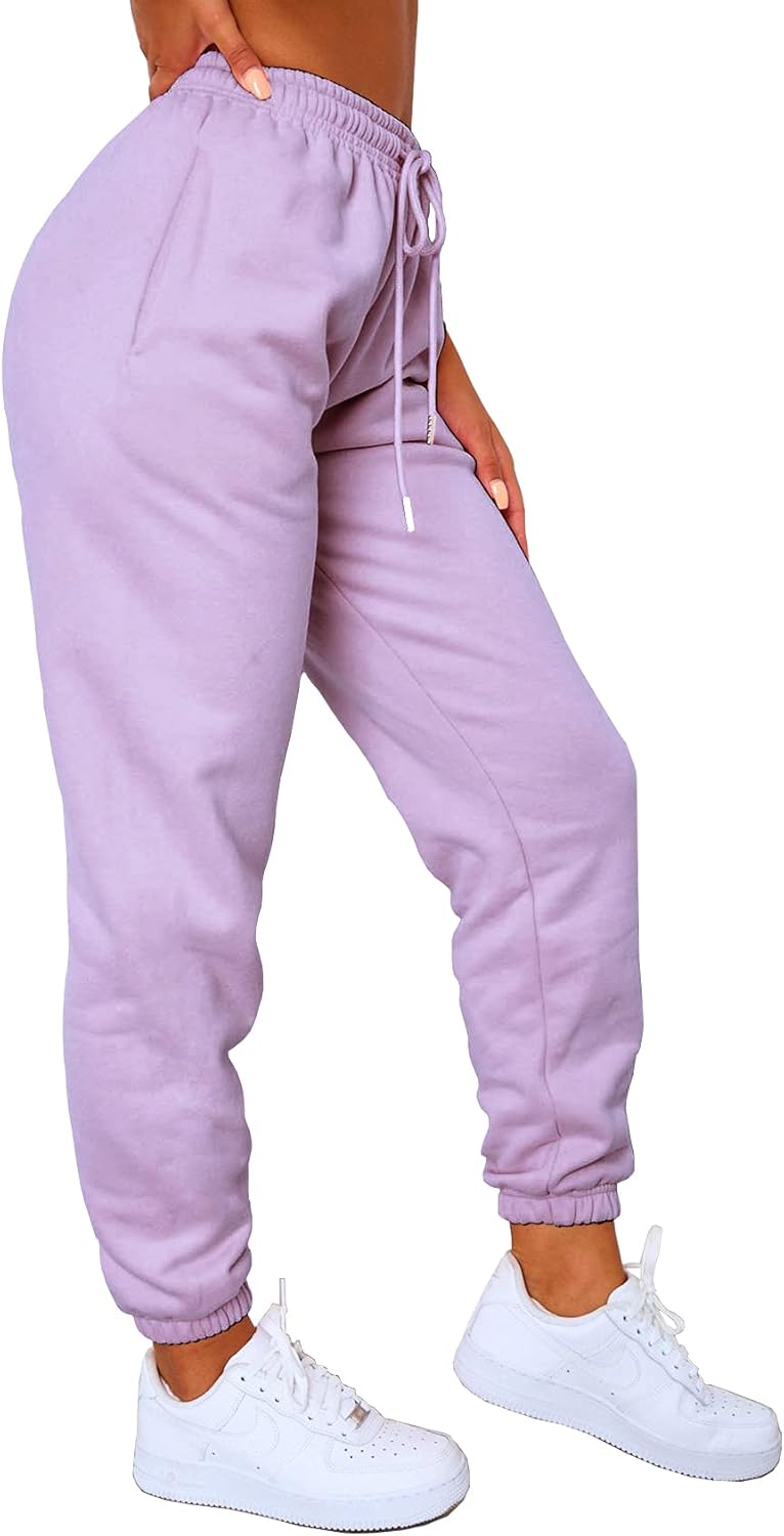 Waitfairy Womens High-Waisted Baggy Sweatpants with Pockets