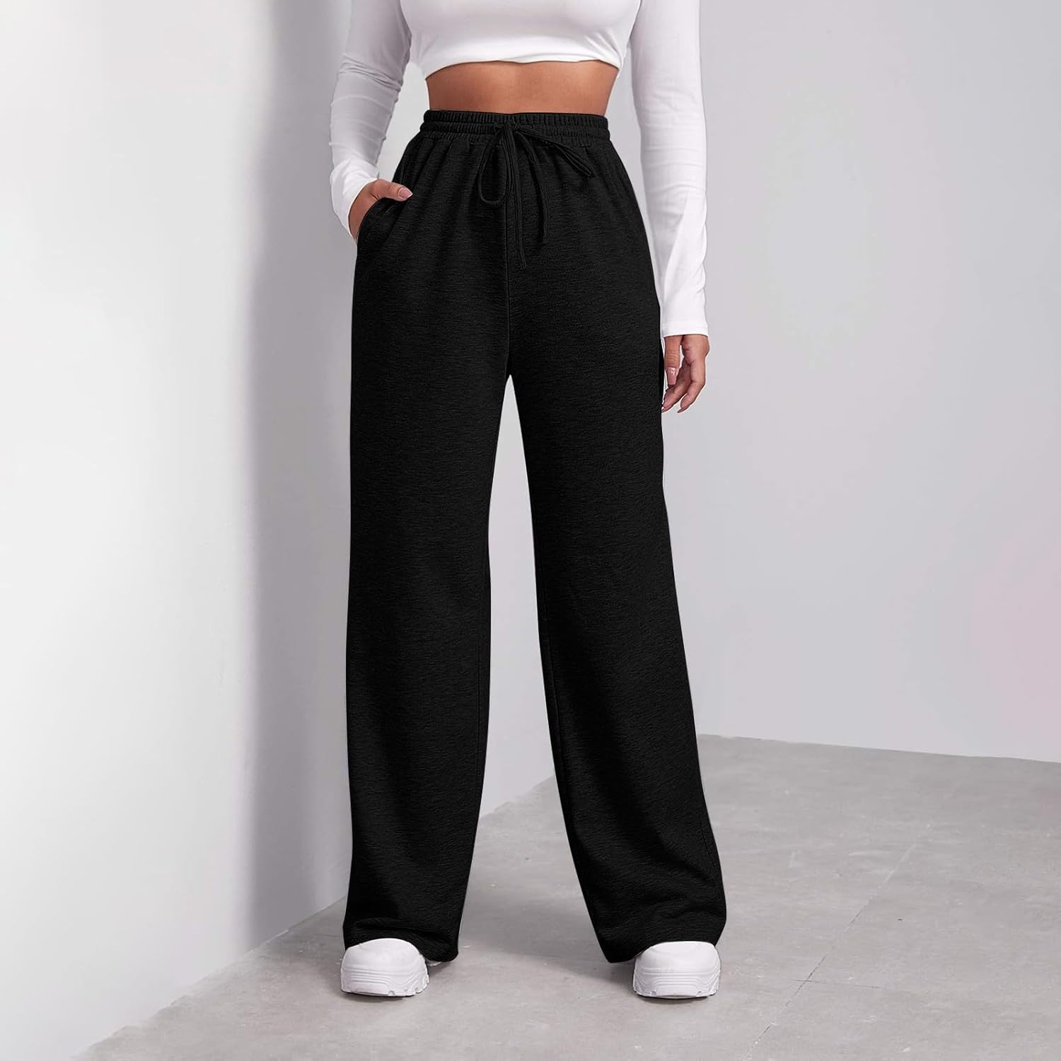 Premium Womens High Waist Offset Joggers with Pockets