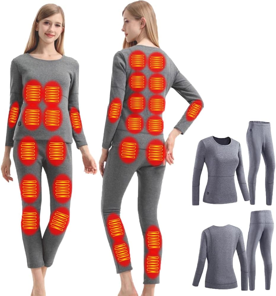 GHKWXUE Men Women Heated Thermal Underwear Set 28 Zone Winter Underwear