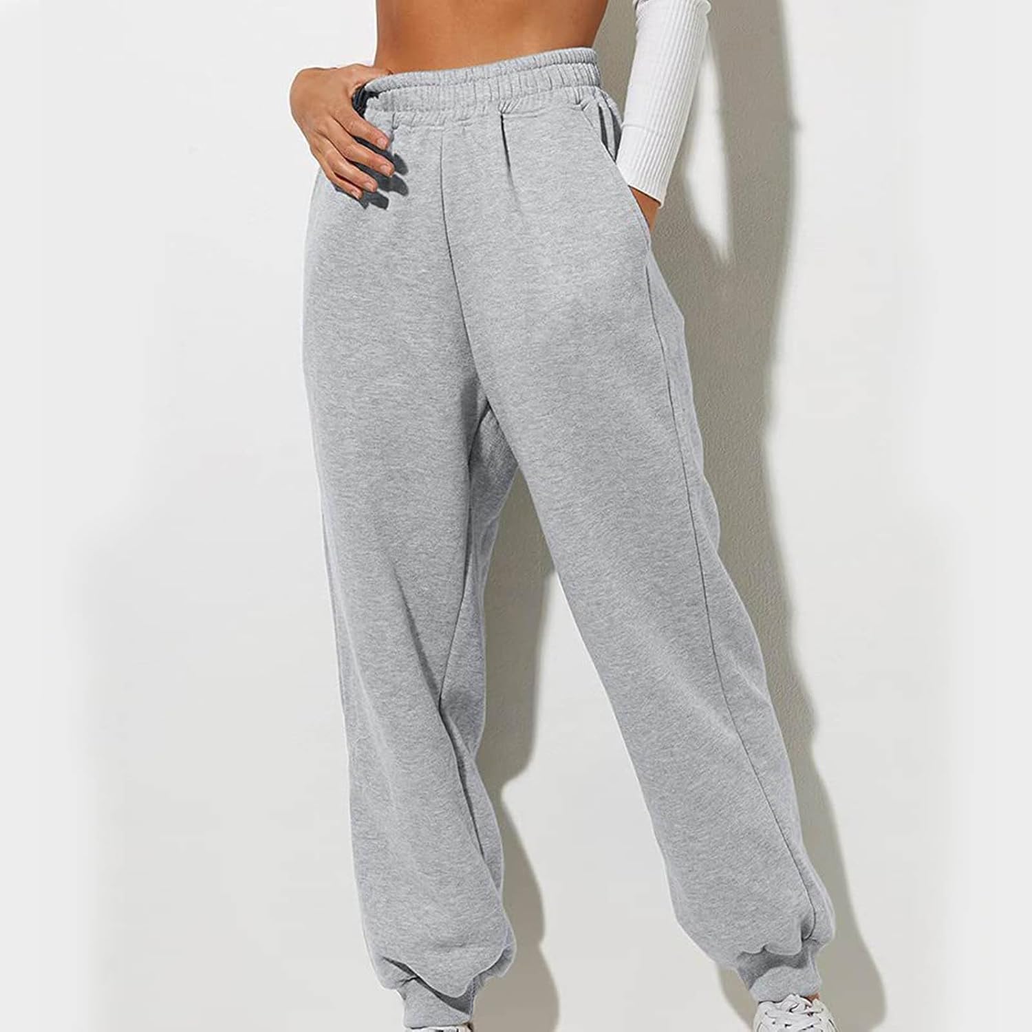 Womens Baggy High-Waisted Cotton Jogger