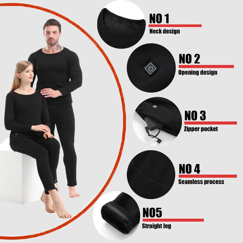 GHKWXUE Men Women Heated Thermal Underwear Set 28 Zone Winter Underwear