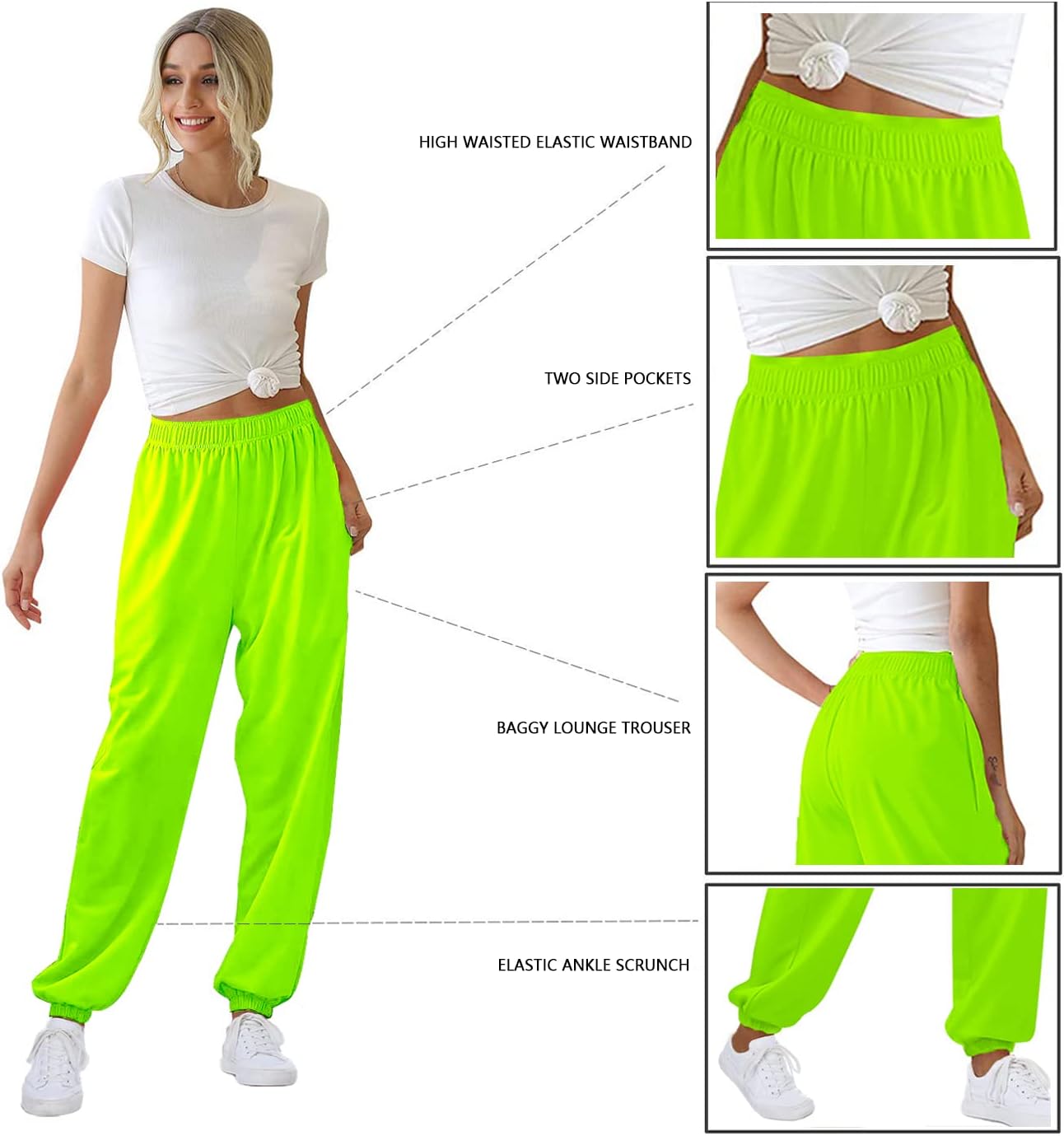 womens baggy sweatpants with pockets and slit