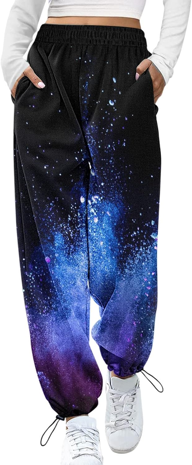 Womens Plus Size Baggy High-Waisted Sweatpants