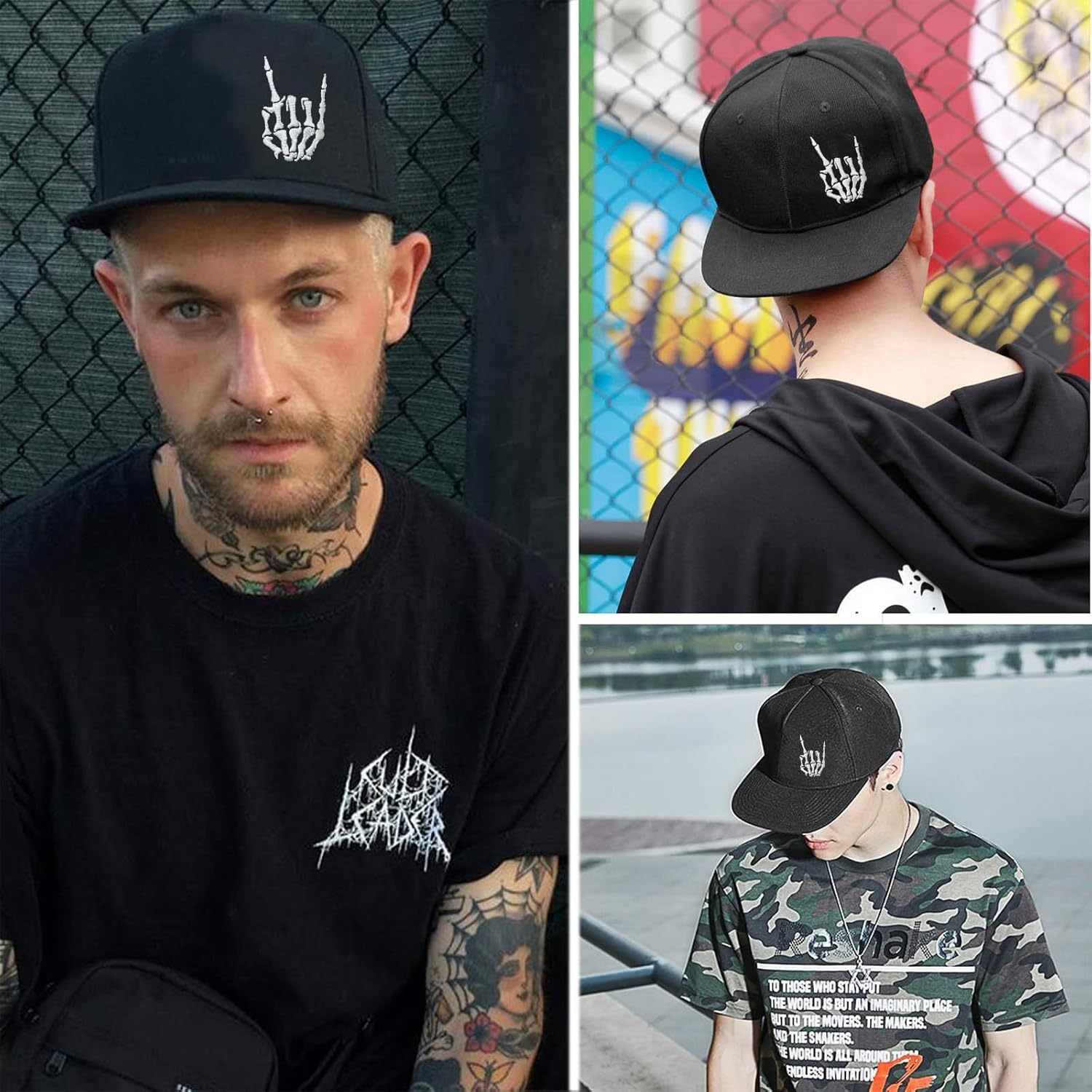 Viofre Premium Black Flat Bill Brim Hats for Men