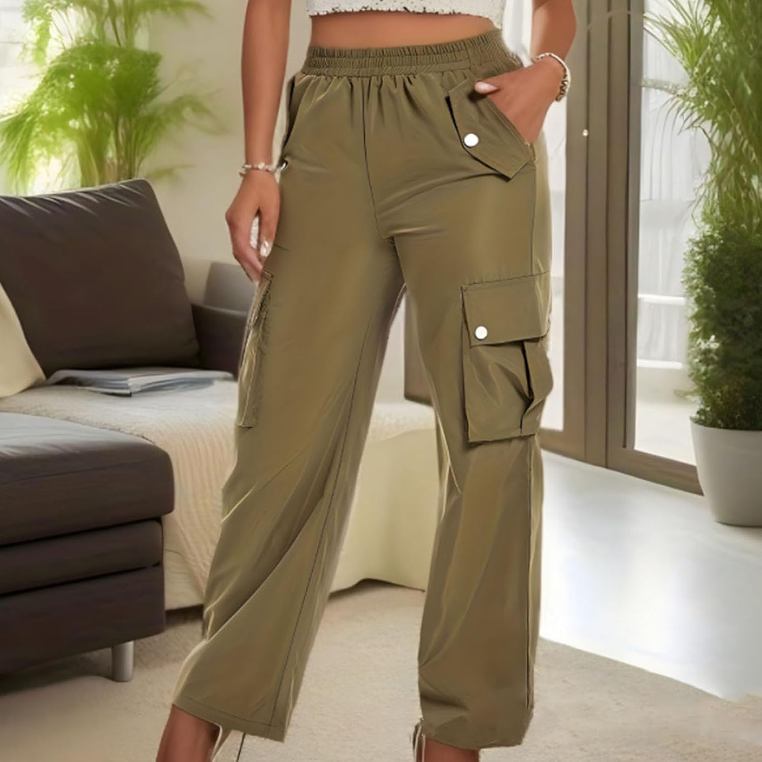 Wide Leg Casual Cargo Sweatpants for Women