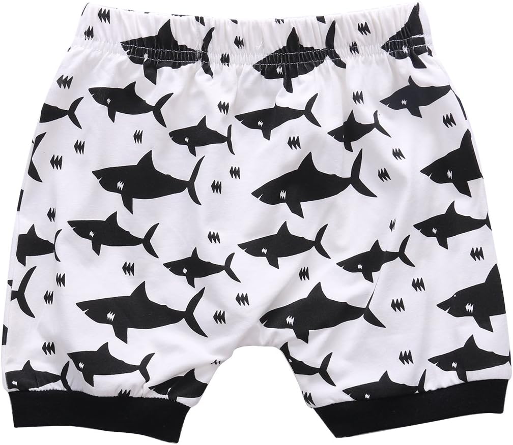 MABABY Shark and Doo Doo Printed Summer Cotton Outfits for Babies
