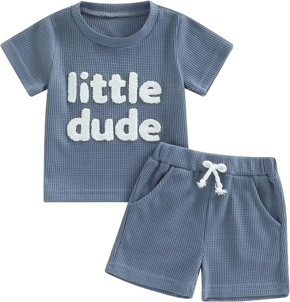 Little Dude Embroidered T-Shirt Shorts Set for Baby Boys