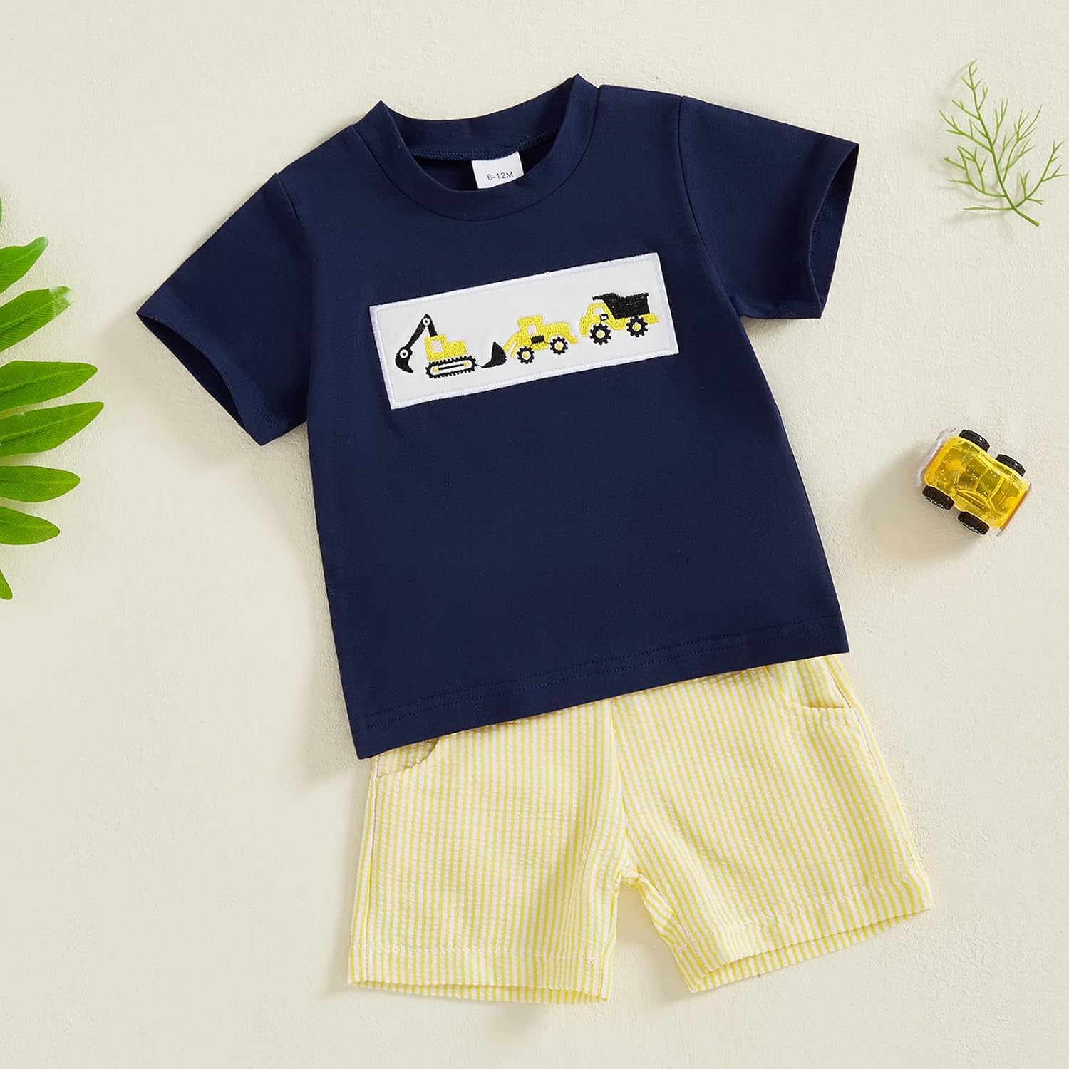 MoZiKQin Toddler Boys Summer outfit Plaid T-Shirt and Shorts Set