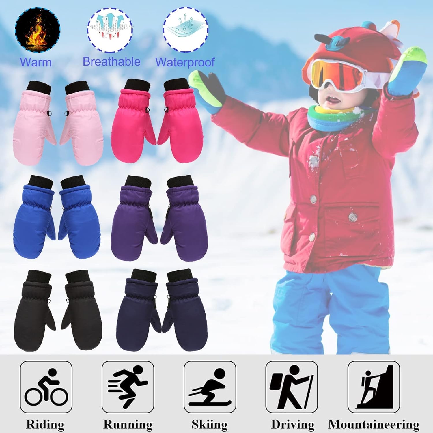 Winter Snow Ski Mitten Gloves