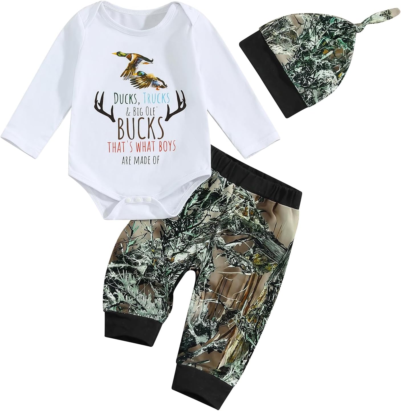 Duck Hunting Baby Outfit Lightweight Camouflage Romper Pants 0-18months