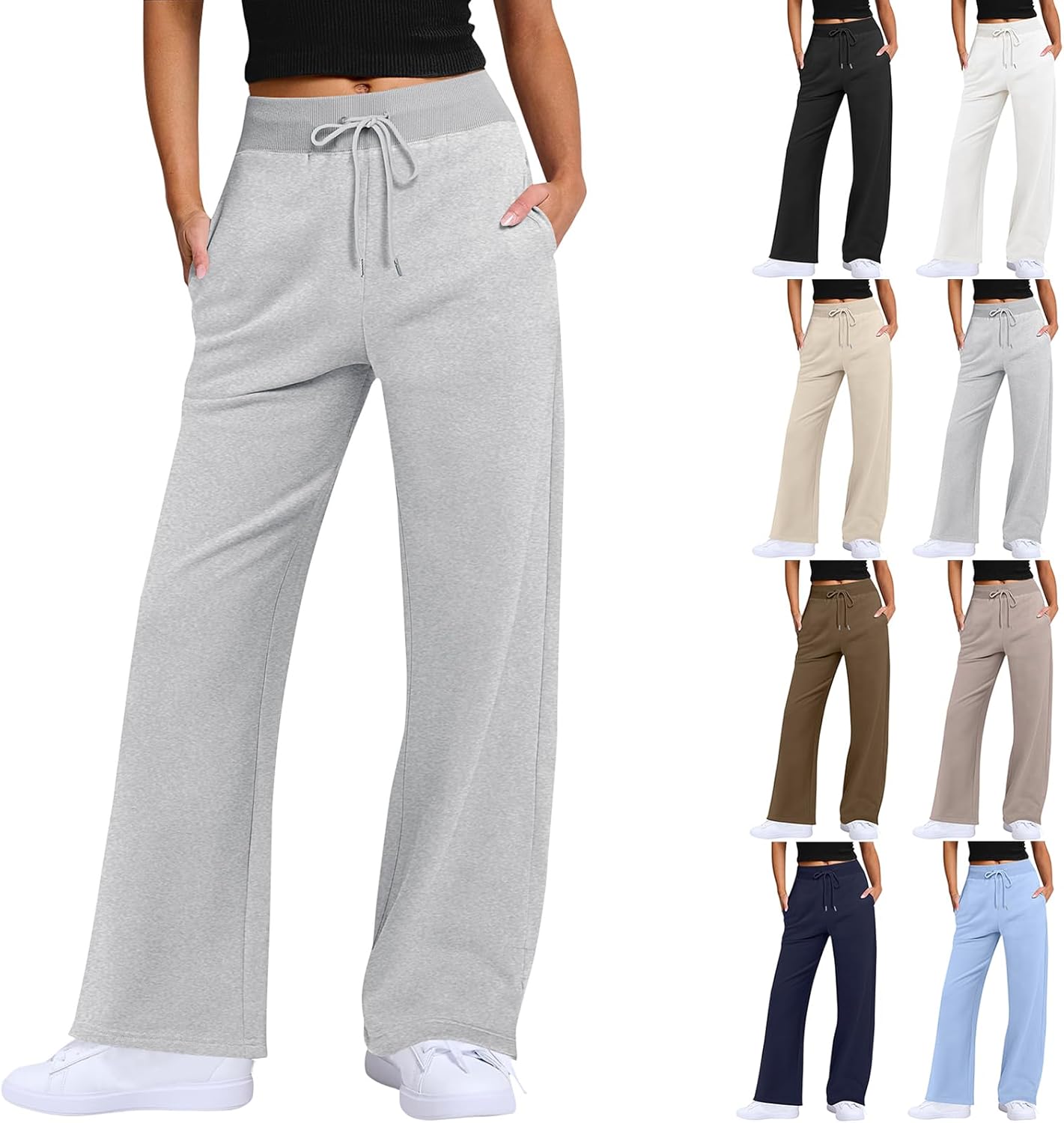 Slakkenreis Womens Wide-Leg High-Waisted Drawstring sweatpants