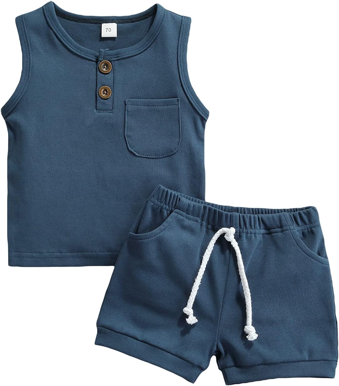 Karesoull Summer Waffle Outfits for Toddler Boys Girls 2PCS