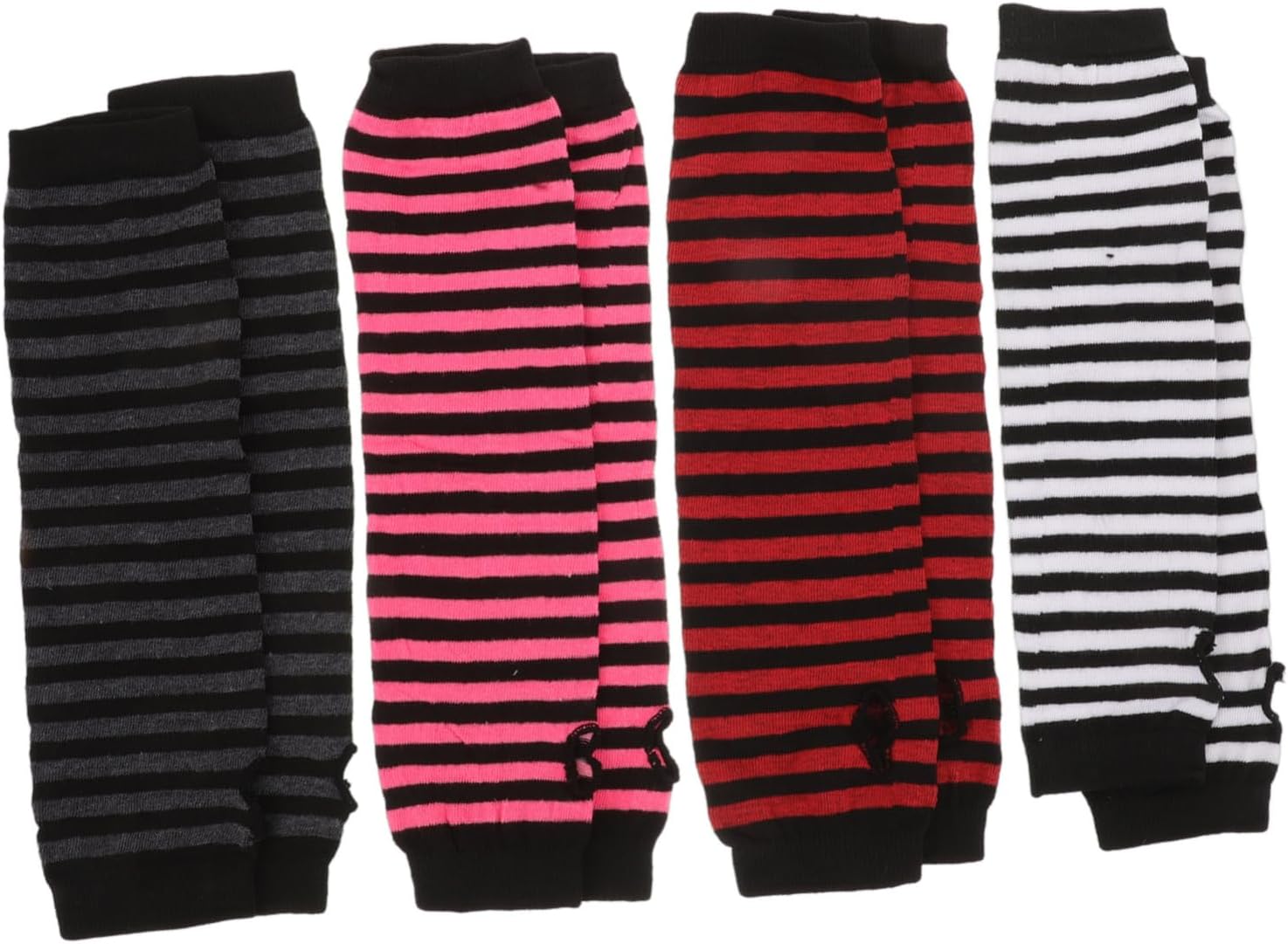 NOLITOY Women Fingerless Gloves Stripe Winter Warmers for Arms
