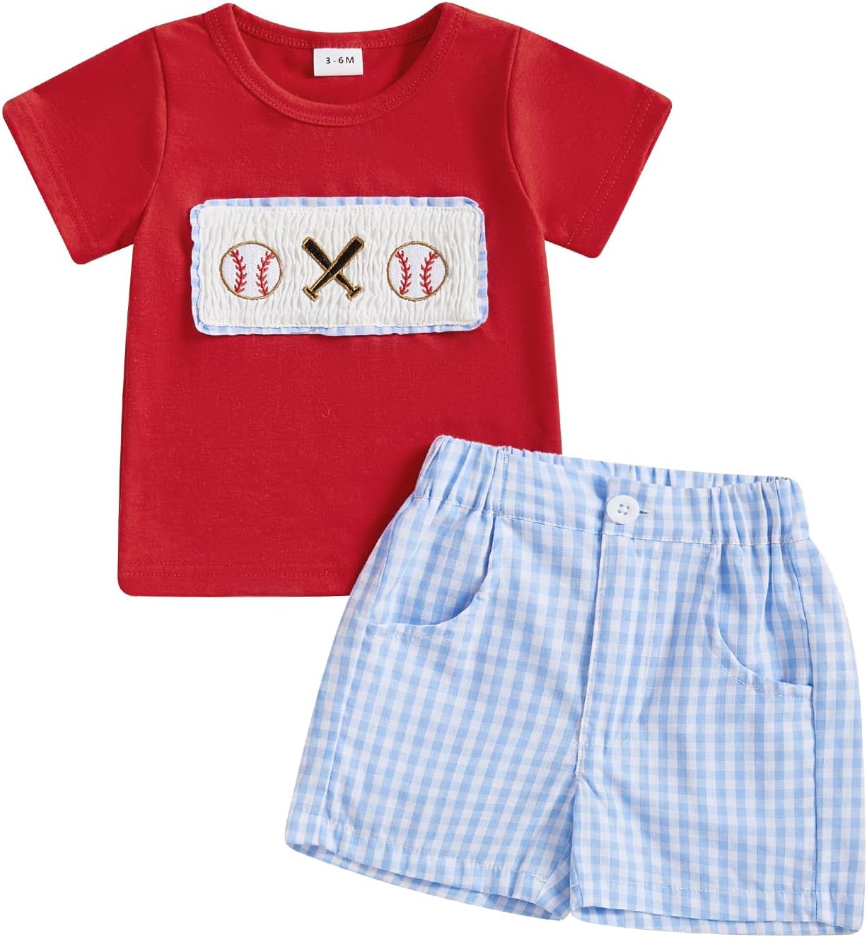 2PCS Plaid Around T-Shirt and Shorts Set for Toddler Boys