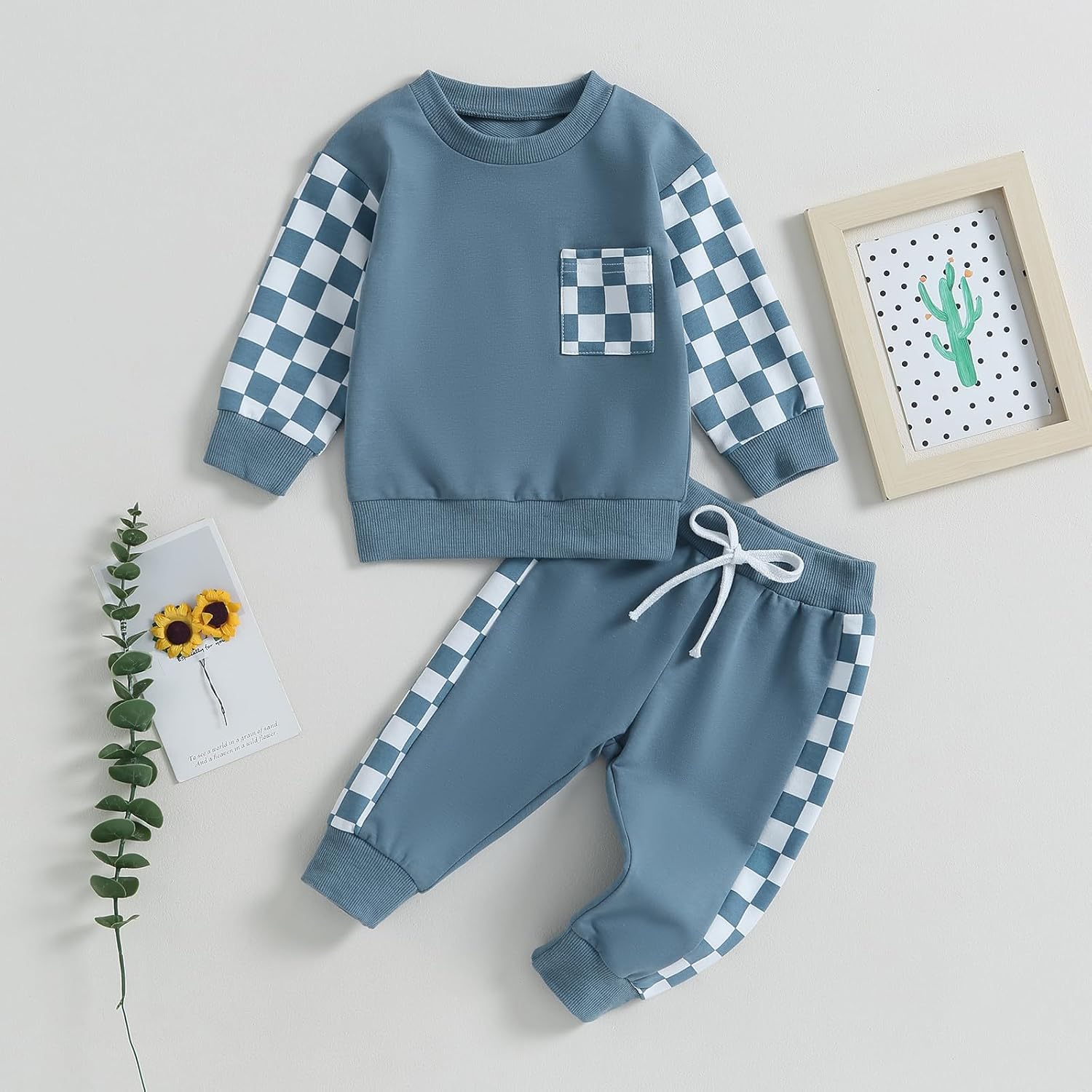 Engofs 2Pcs Toddler Baby Sweatshirt and Pants Set Fall Winter Outfits