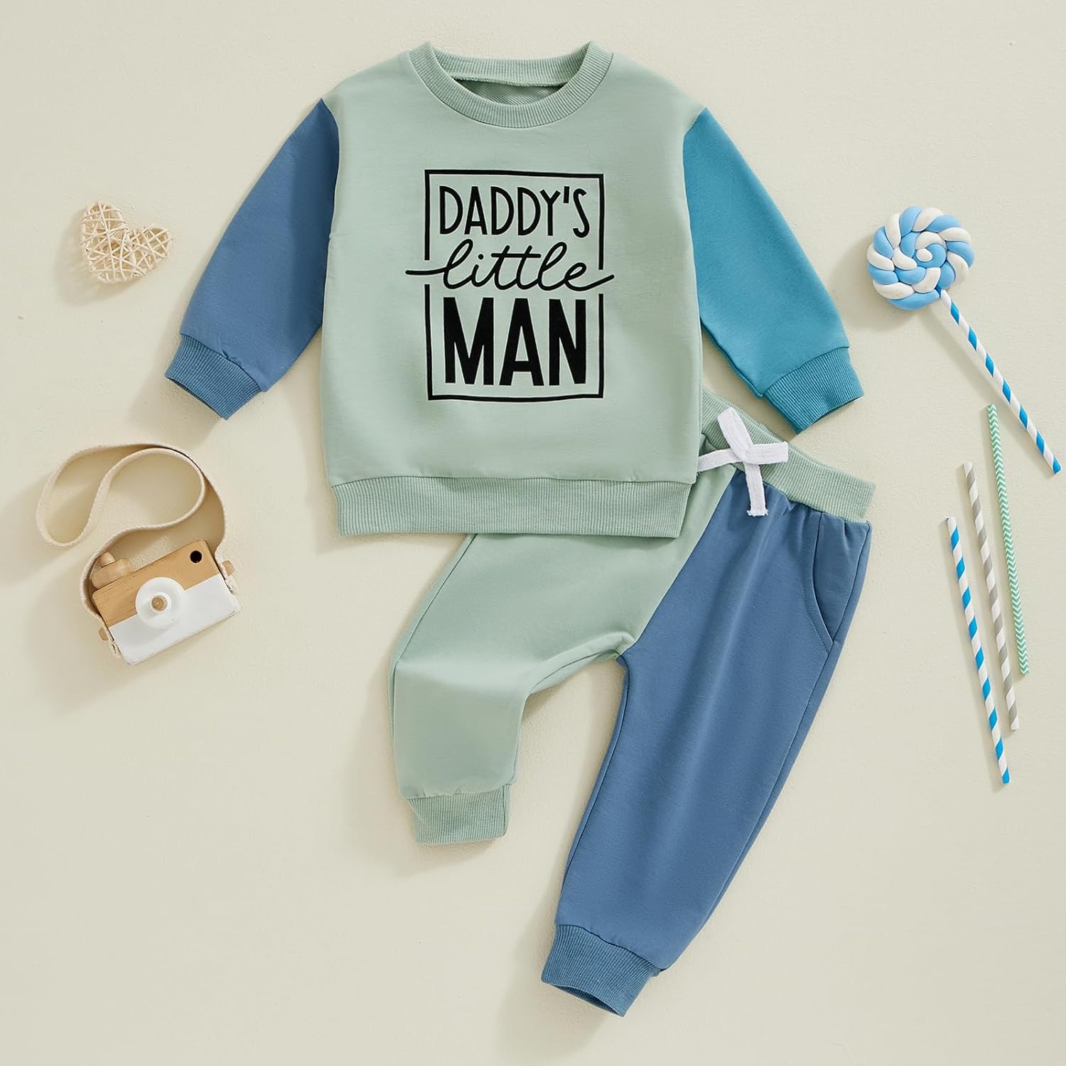 Baby Boy Contrast Letter Print Fall Outfit Set