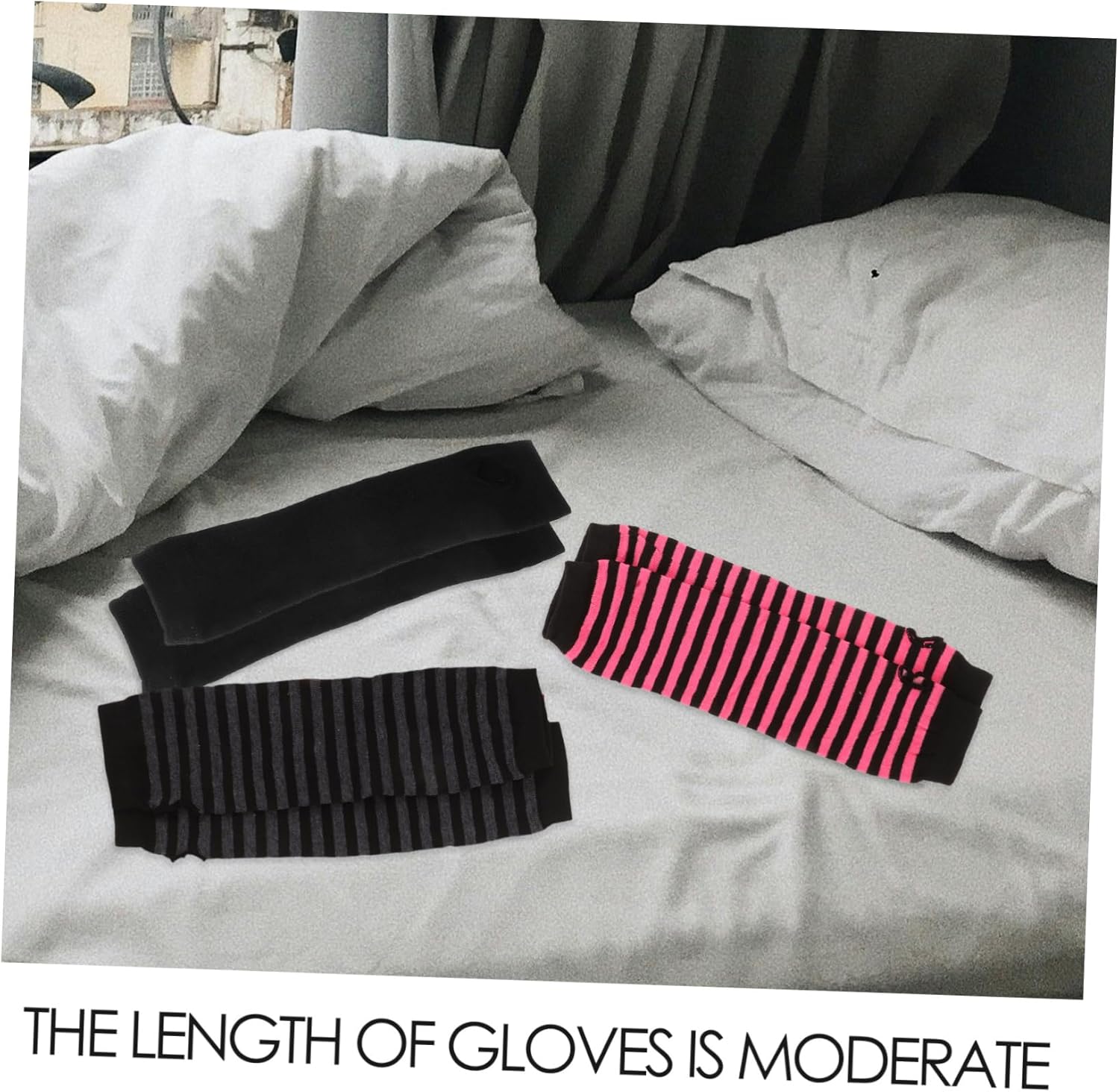 Striped Fingerless Gloves for Women