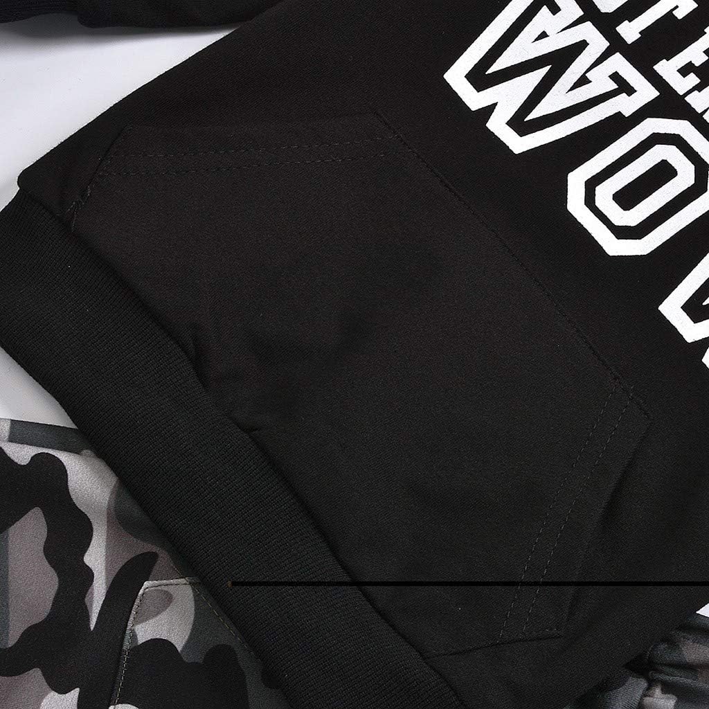 Camo Hoodie Letter Sleeve Set for Baby Boys 12-18 Months 1