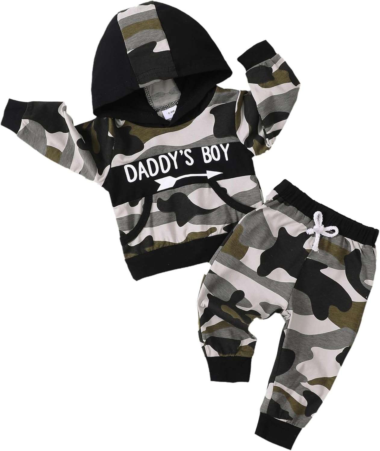 Saeaby Camo Hoodie Pants Set for Baby Boy Fall Winter Outfits