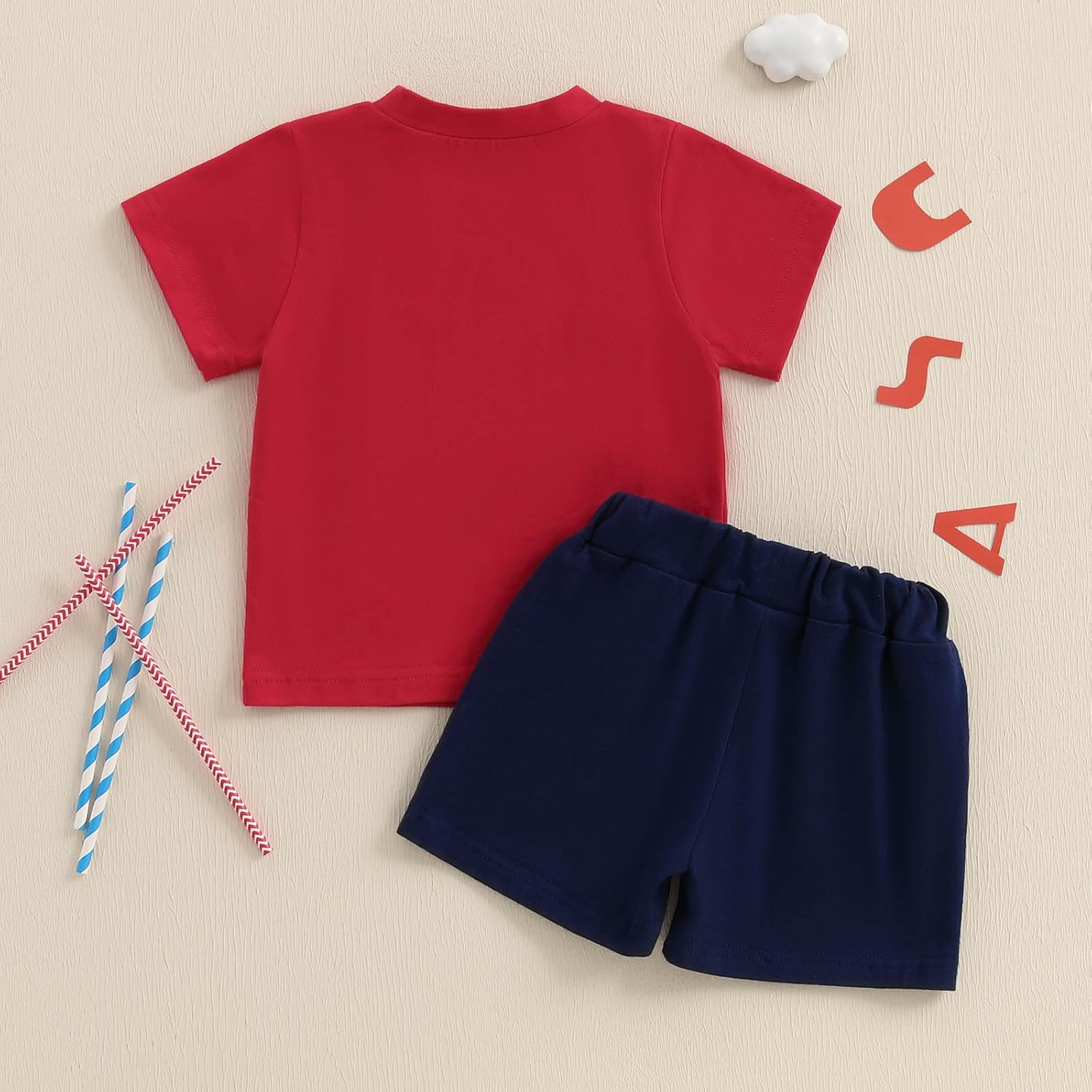 4th of July Baby Boy Outfit American Flag T-Shirt Shorts Set