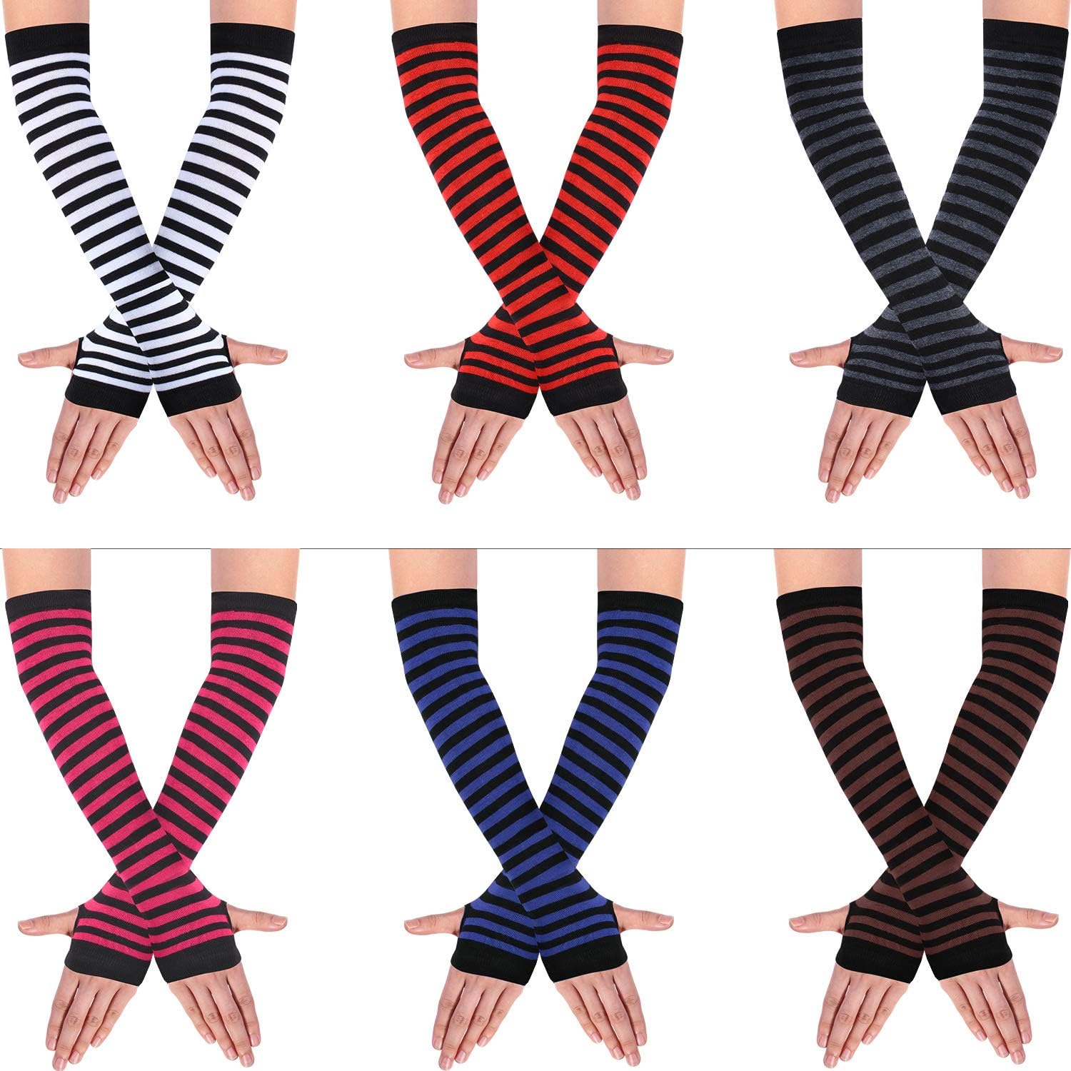 SATINIOR Long Fingerless Gloves - Womens Thigh High Arm Warmer with Thumb Hole