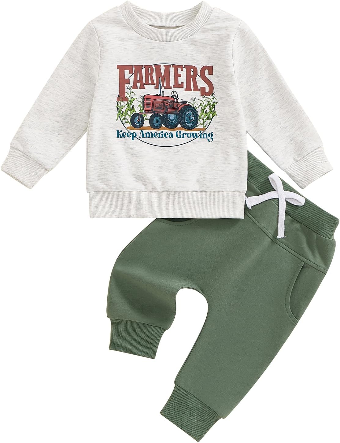 CUTE Toddler Boy Fall Outfits Set Tractor Print Farm Clothes