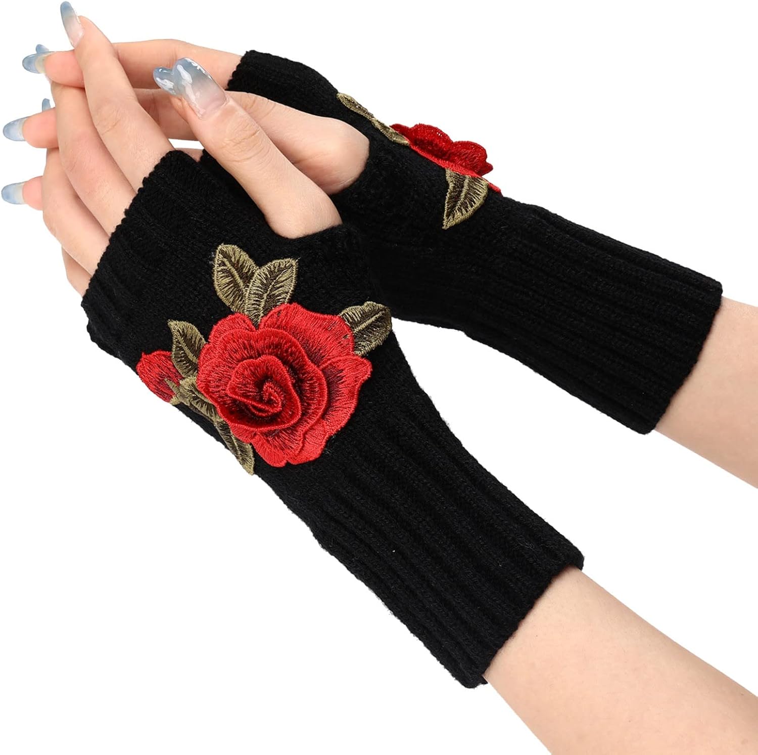 Womens Fingerless Winter Gloves Stretchy Soft Wrist Knit