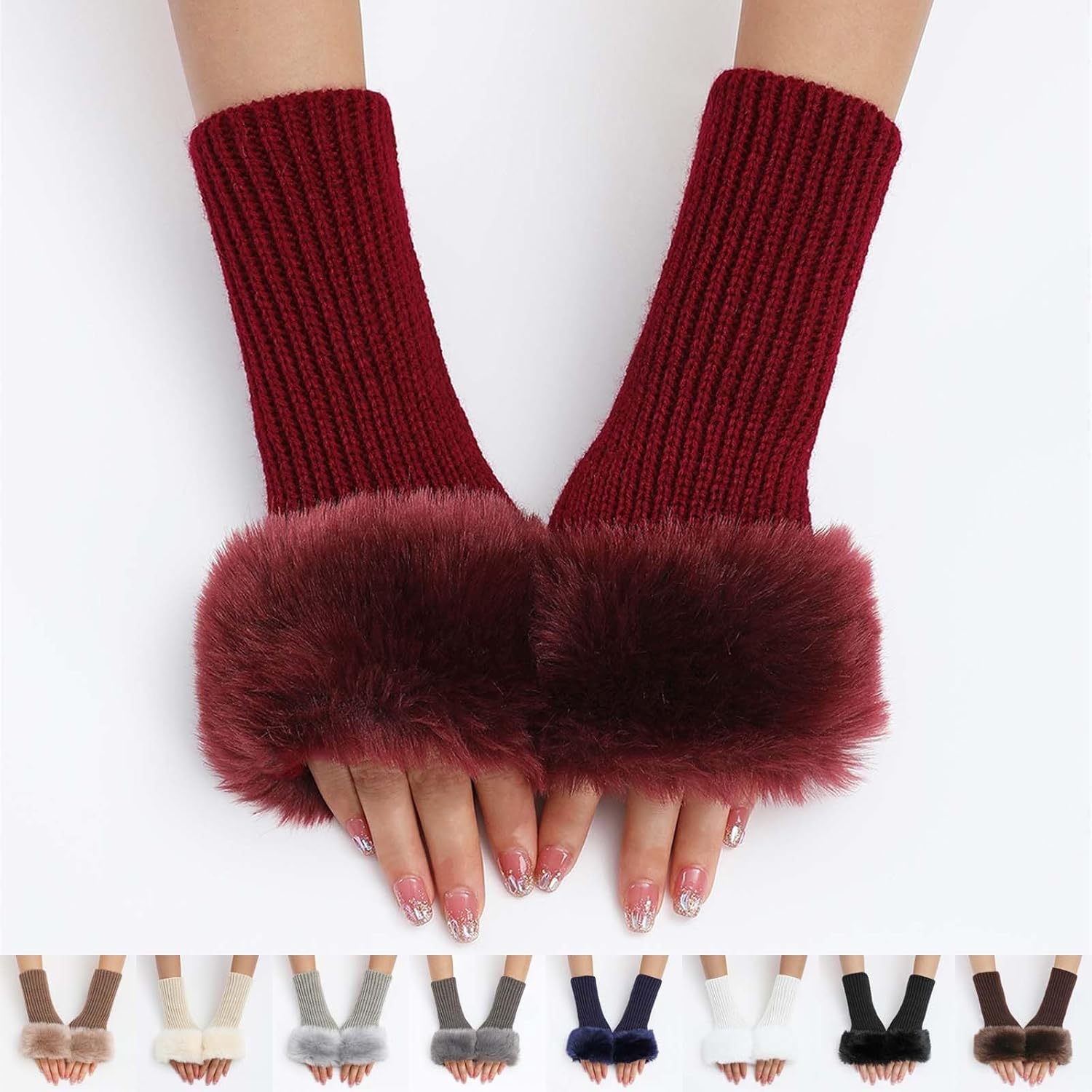 Wool Wrist Warmers for Women with Thumb Holes One Size