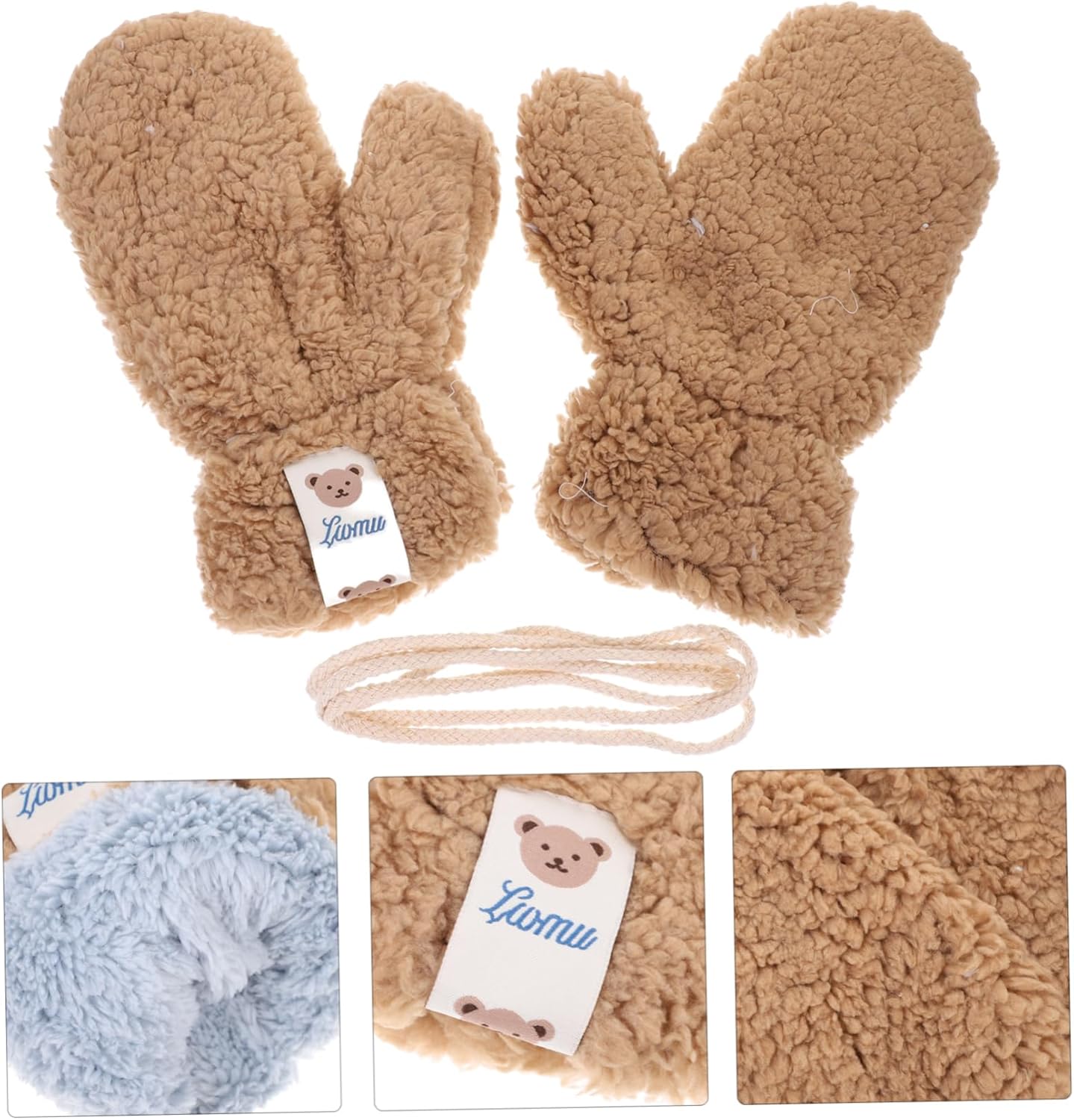 Khaki Cartoon Winter Gloves