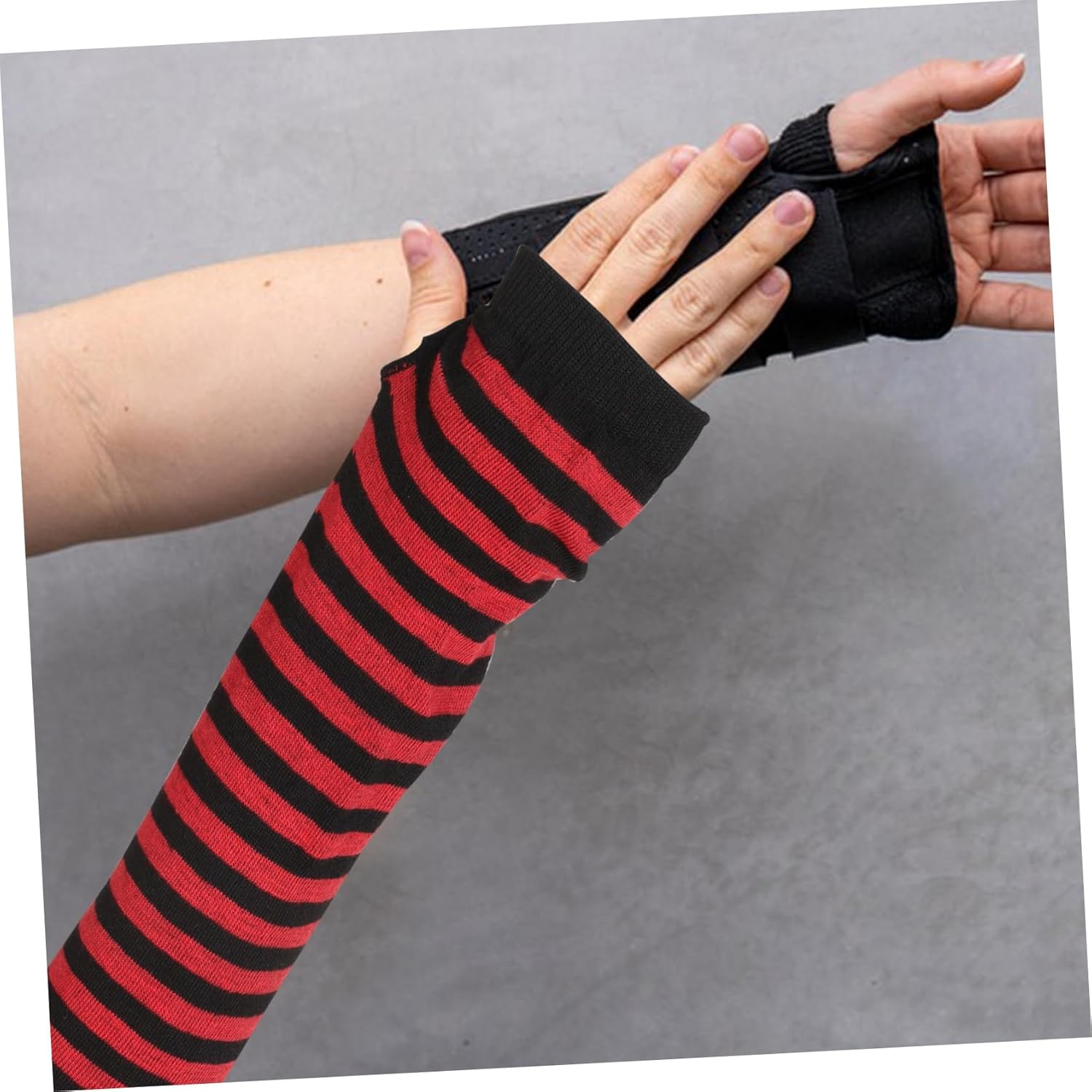 Warm Stripe Elbow Gloves Women