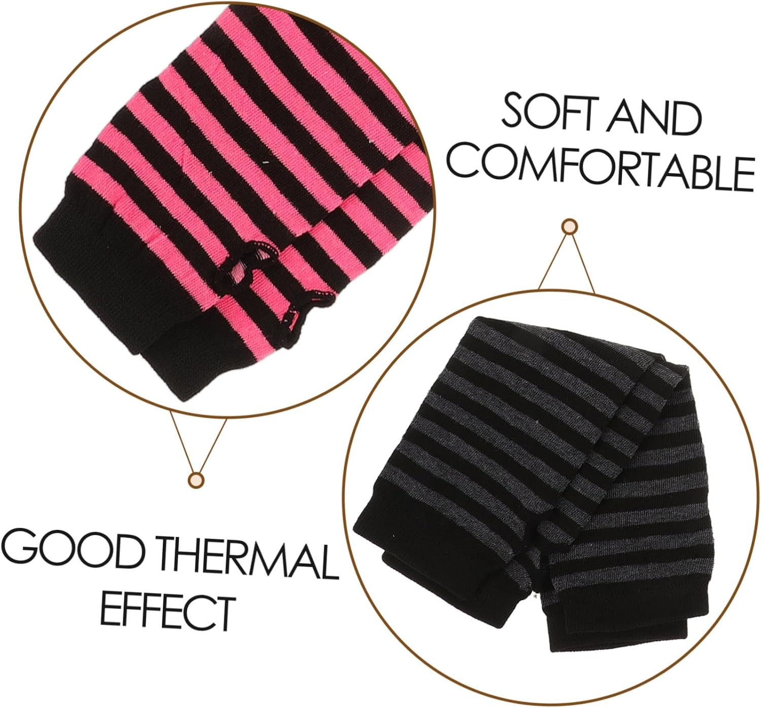 KESYOO Womens Knitted Arm Warmers - Stripe Design for Autumn Winter Closure