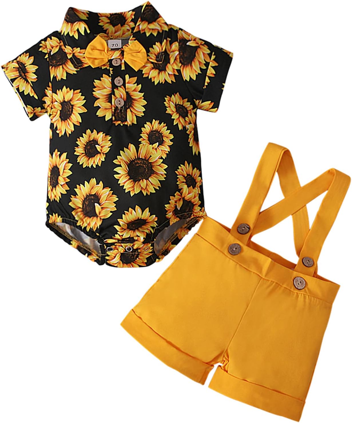 Toddler Boys Sunflowers Print Bodysuit Shorts Set