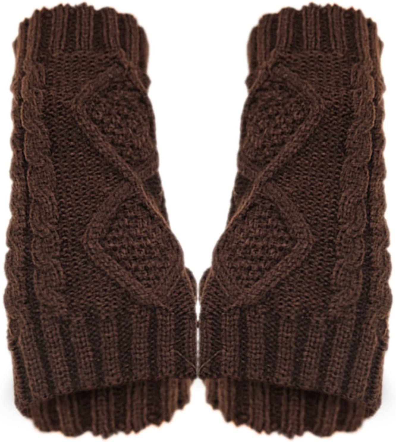 Warm Winter Gloves for Women Knit Fingerless Gloves Crossbones Design Fashionable Stretchable