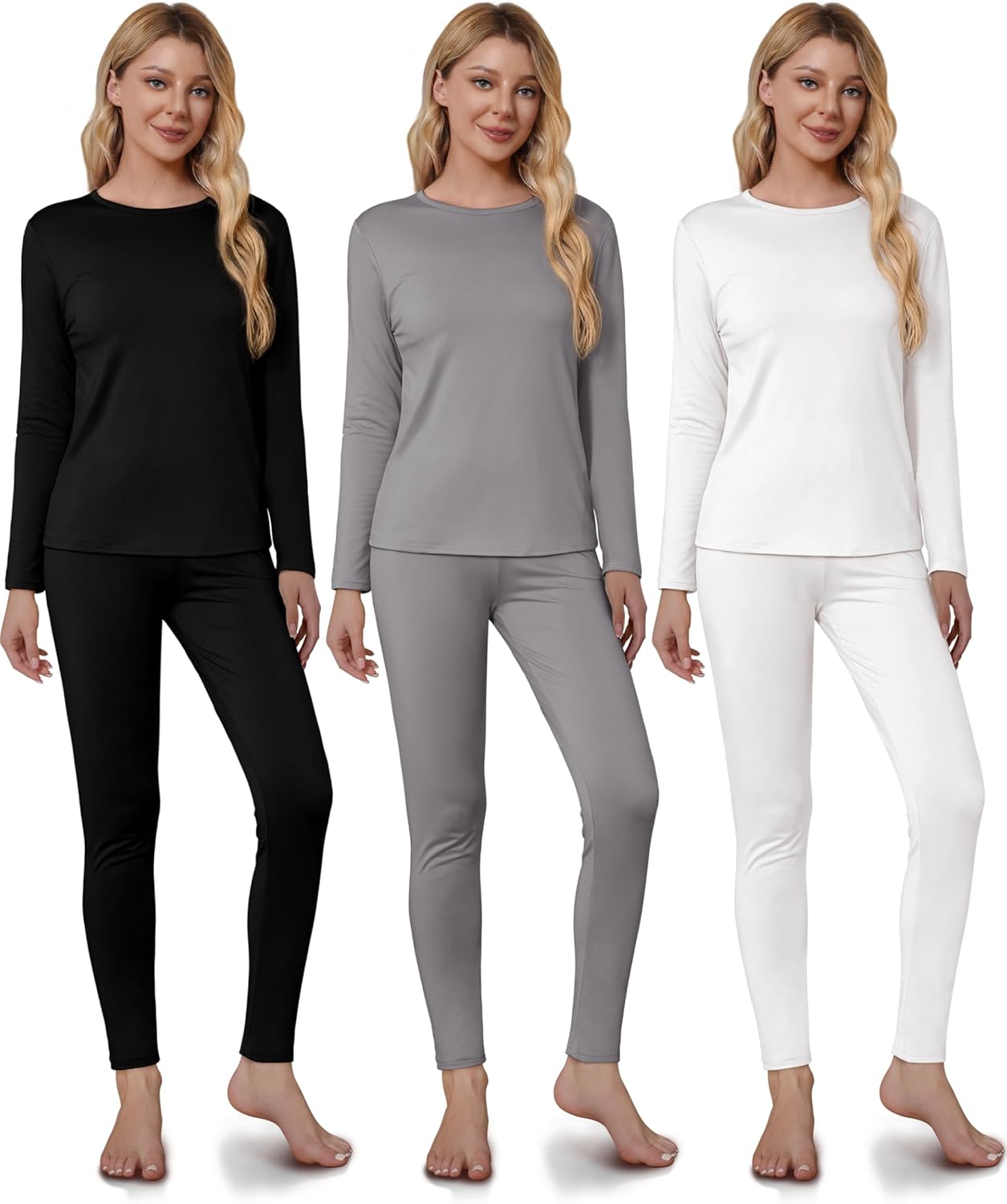 VZV 3 Set Thermal Underwear for Women Soft Fleece Liner