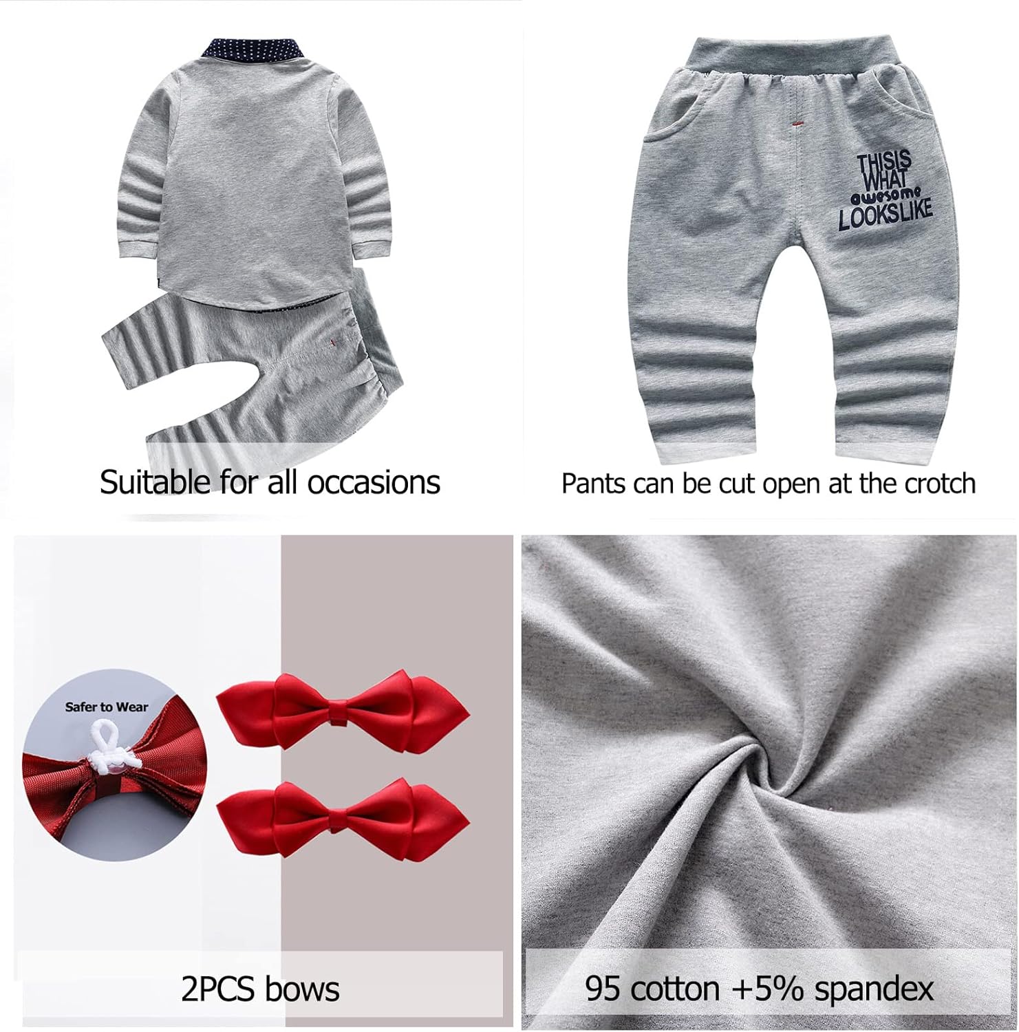 HZXVic Baby Boys Gentleman Outfits Suits Toddler Formal Set